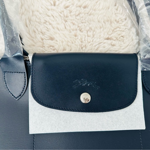 NWT Longchamp Le Pliage City Large Coated Canvas Shopping Bag in Navy - Picture 6 of 11